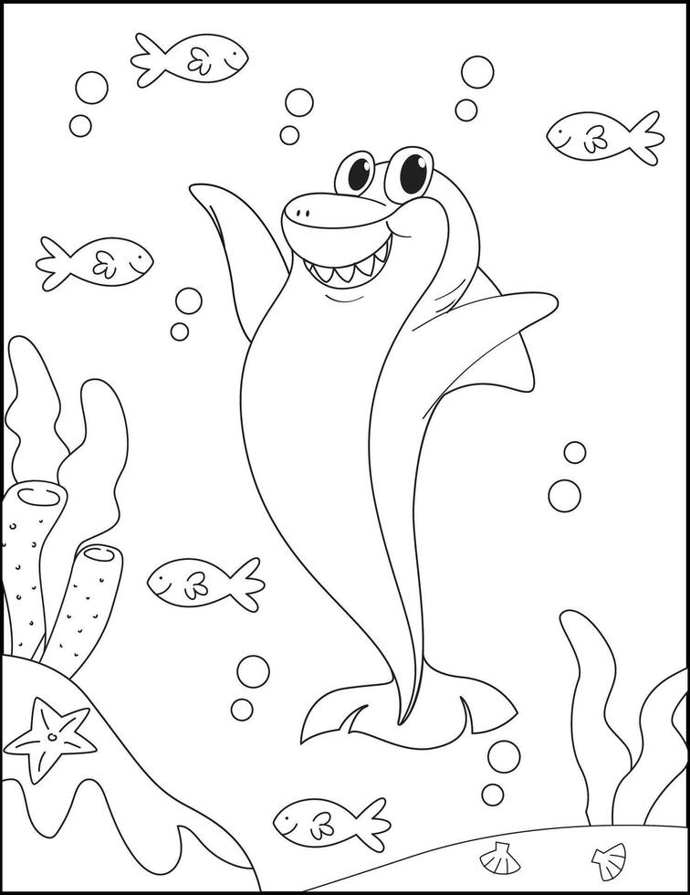 Shark coloring pages for kids vector