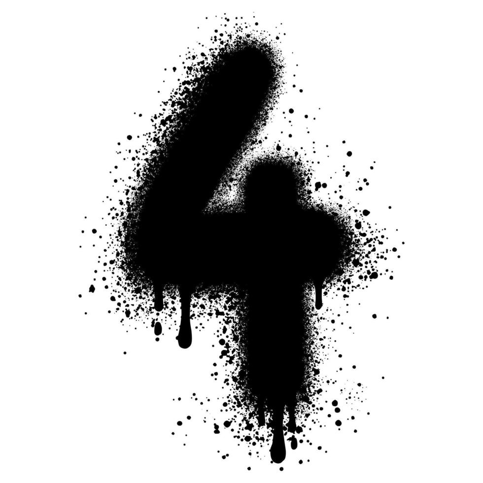 spray painted graffiti number 4 sprayed isolated with a white background. vector