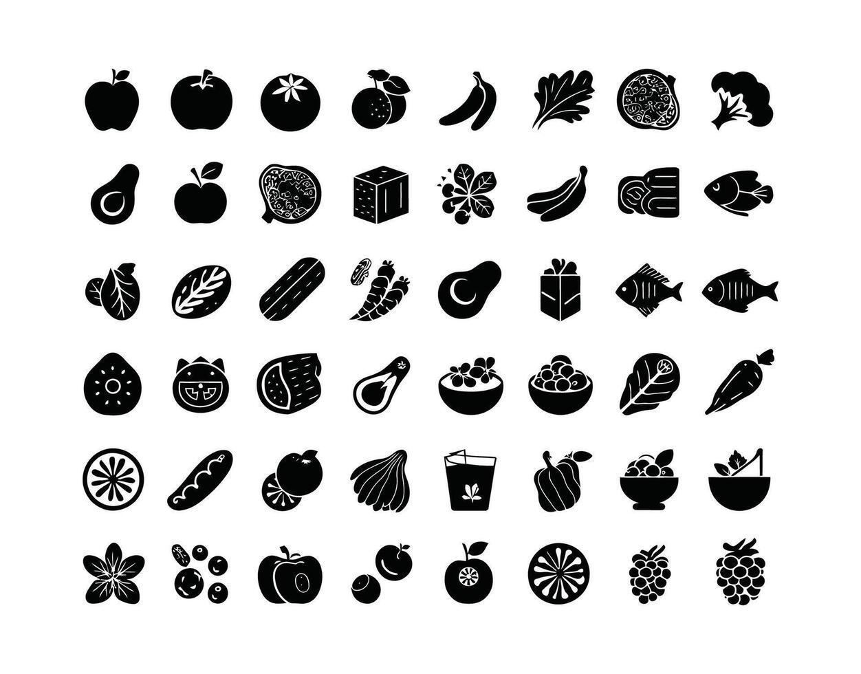 Fresh Ingredients Silhouette Collection Template vector