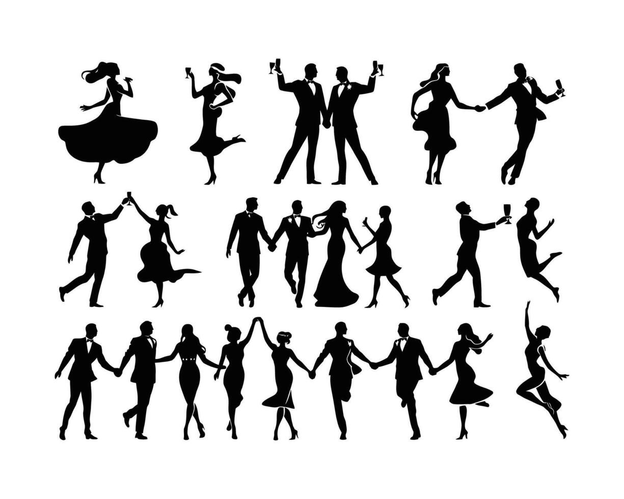 Group People Silhouette Collection Template vector