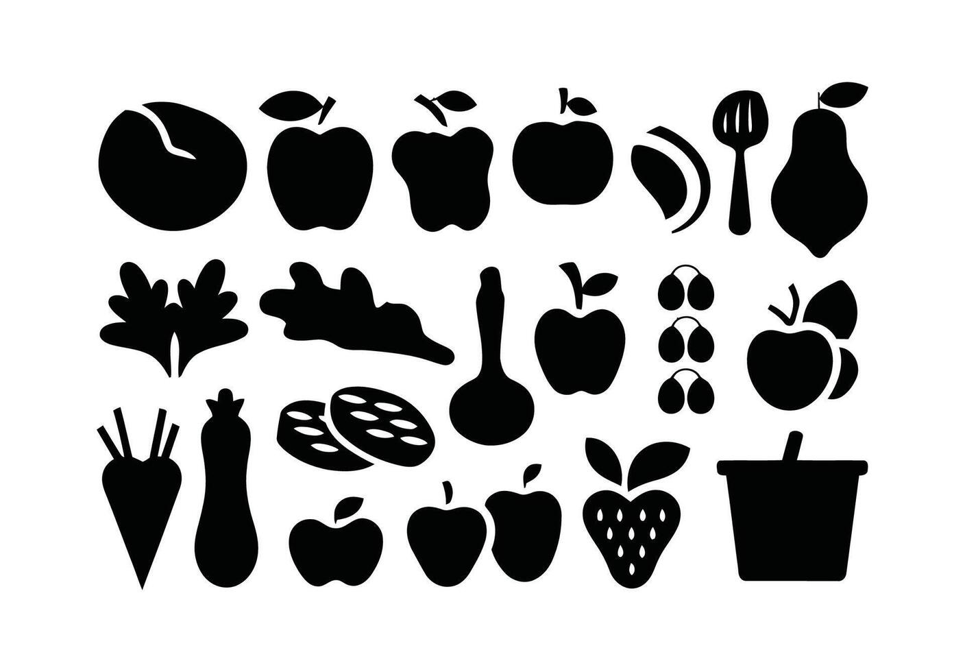Minimalist Healthy Foods Silhouette Collection Template vector