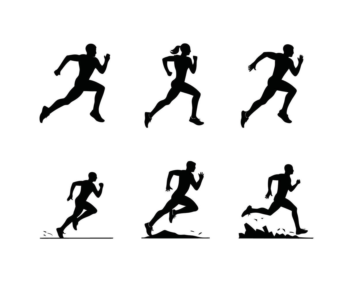 Running Silhouettes Template for Fitness vector