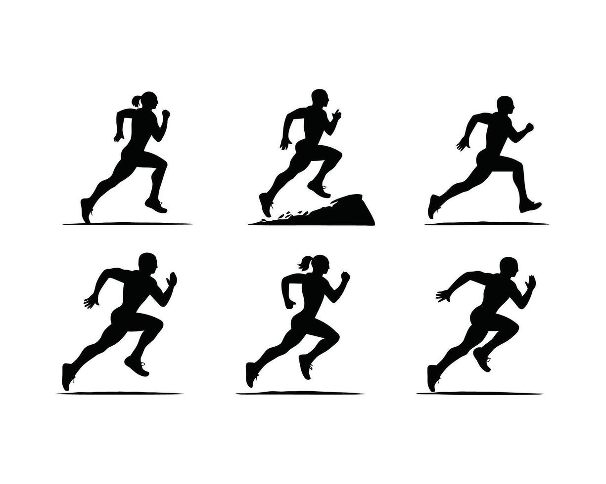 Runner Silhouette Template Collection vector