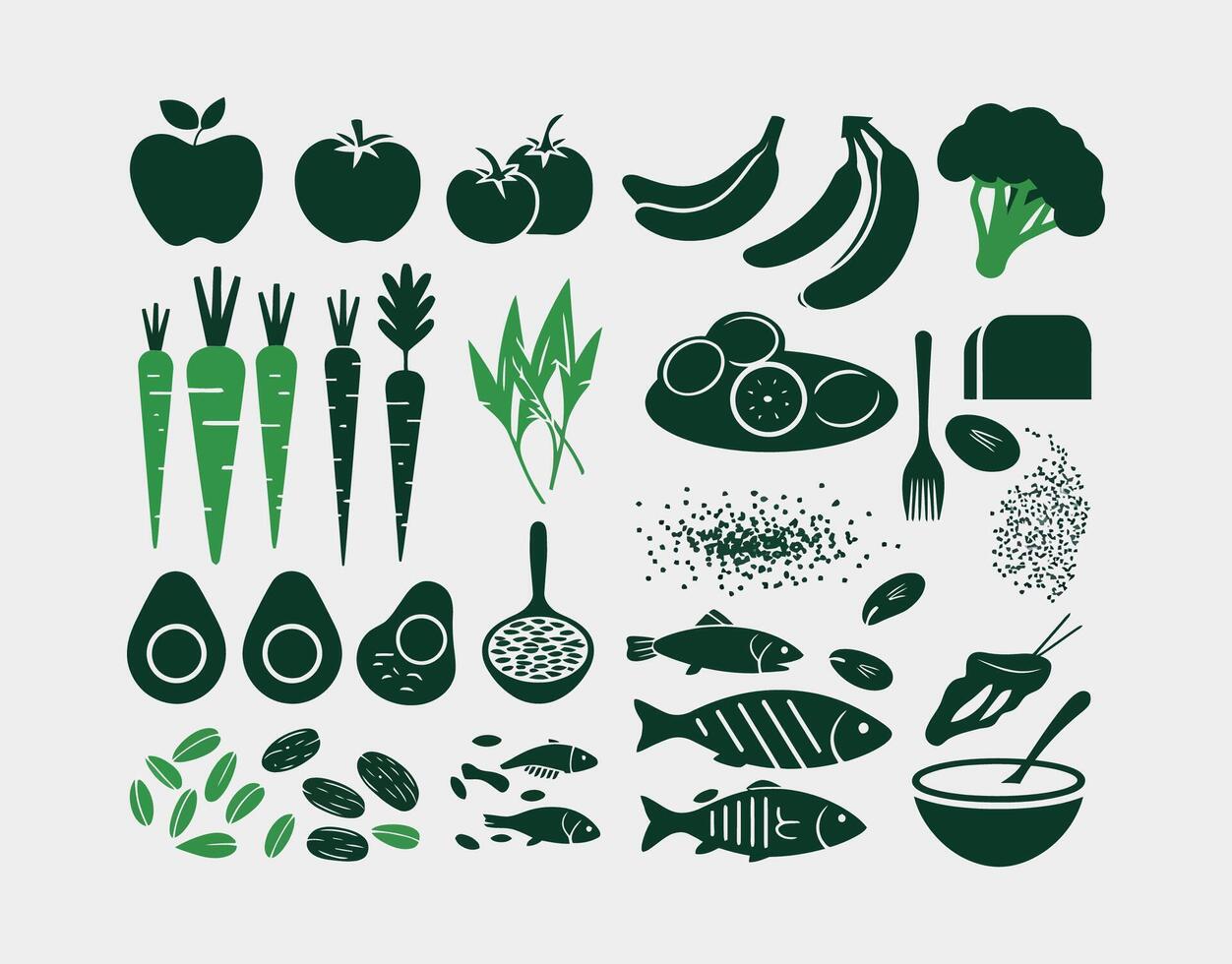 Wellness Ingredients Silhouette Collection Template vector