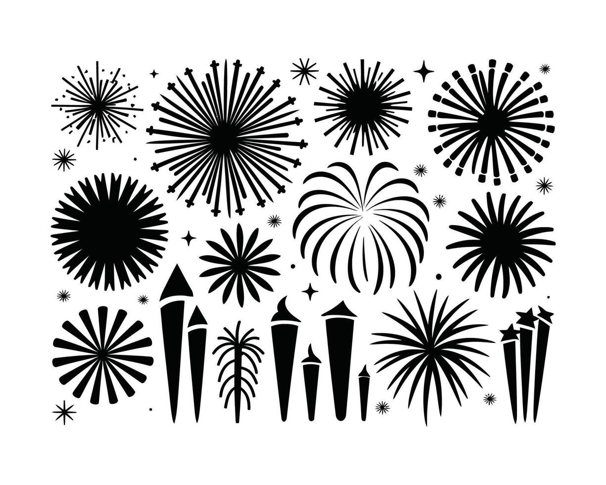 Fireworks Explosion Silhouettes Template vector