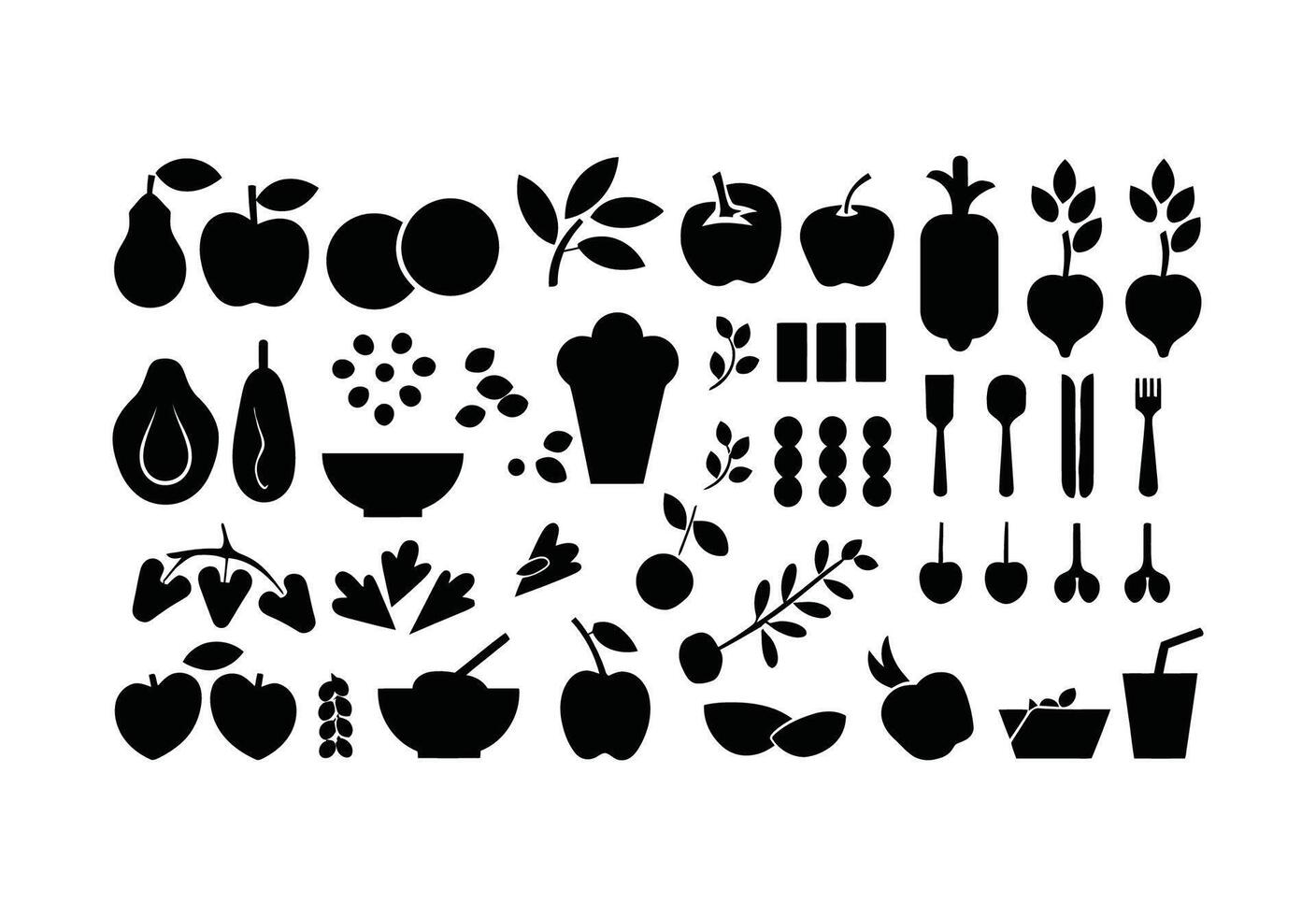 Raw Nuts and Seeds Silhouette Collection vector
