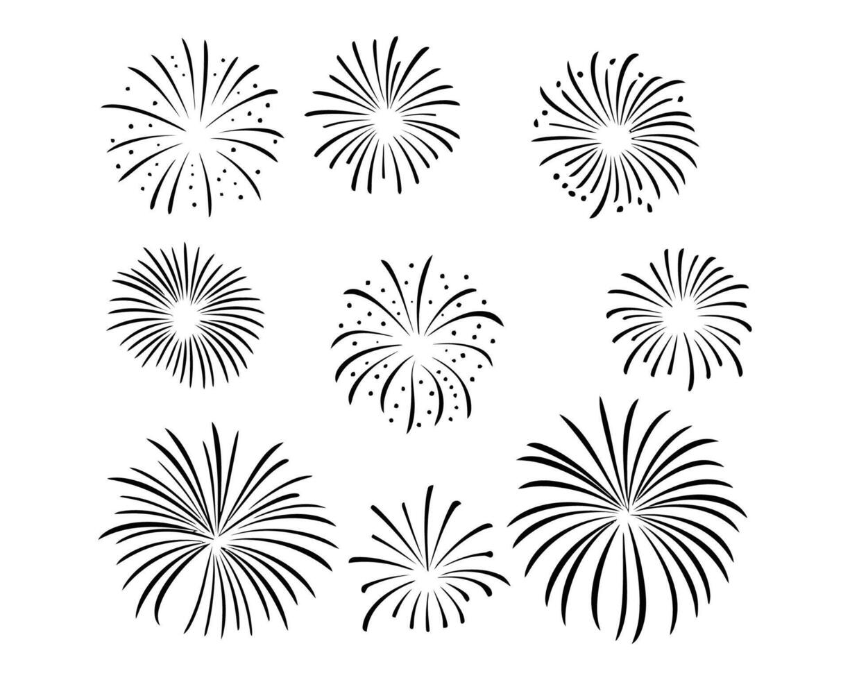 Clean Fireworks Burst Silhouette Collection vector