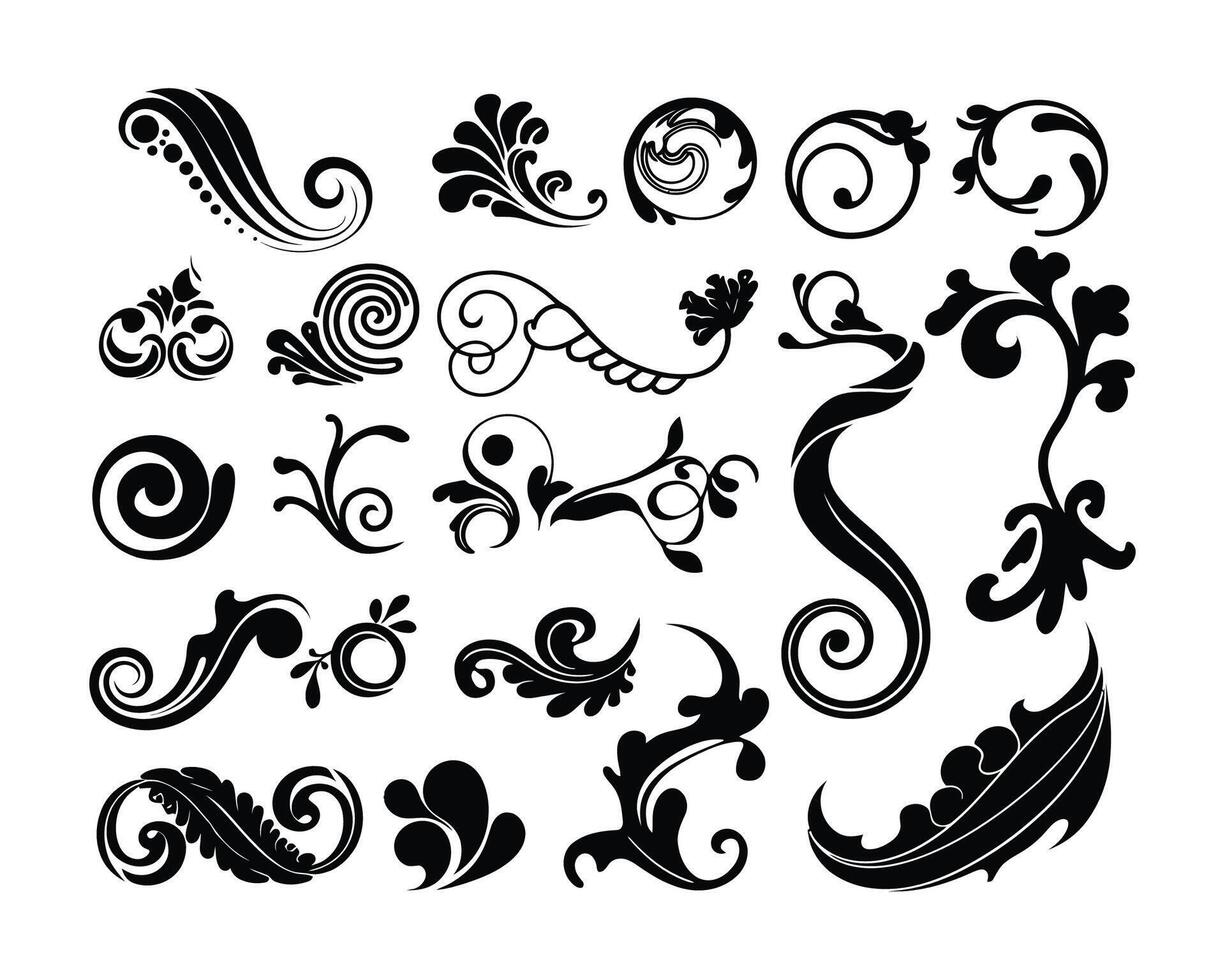 Swirl Silhouette Collection Template vector