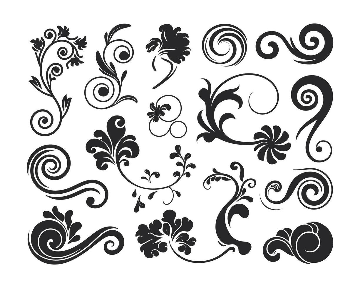 Elegant Spiral Swirl Silhouette Template vector