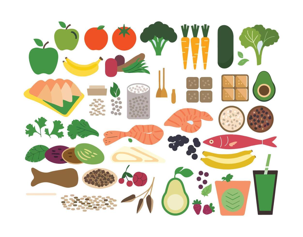 Nutritious Foods Silhouette Collection Template vector