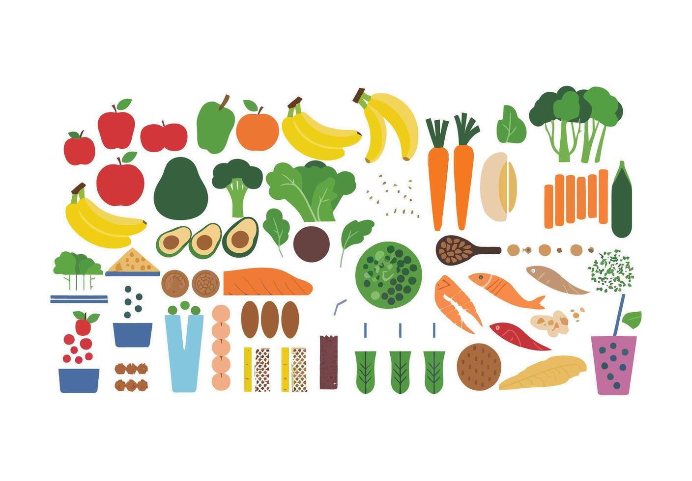 Nutritious Foods Silhouette Collection Template vector