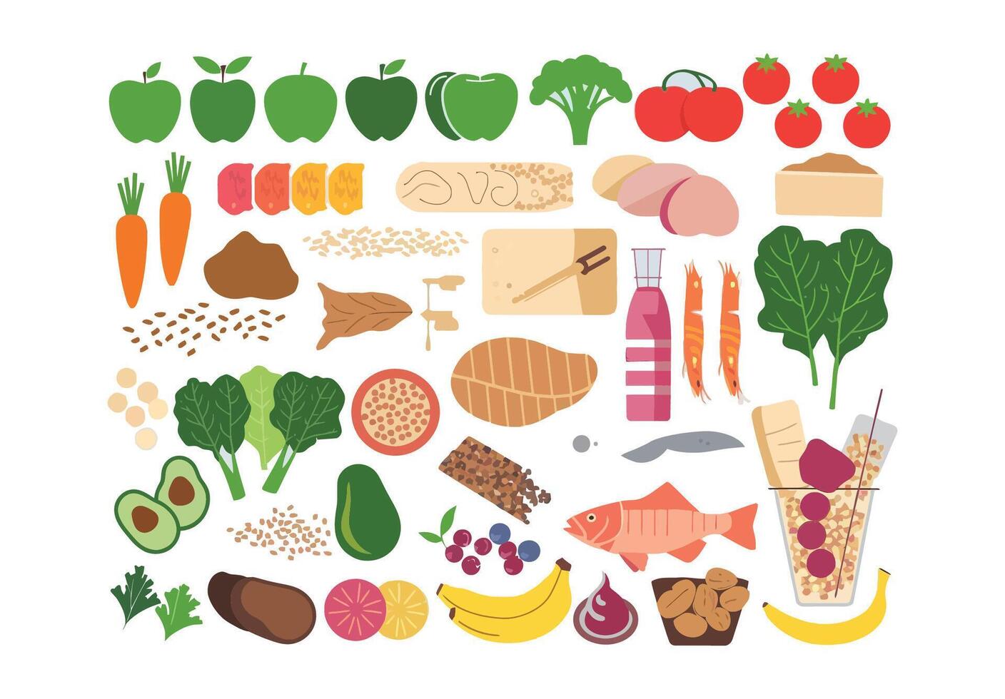 Modern Healthy Foods Silhouette Collection vector