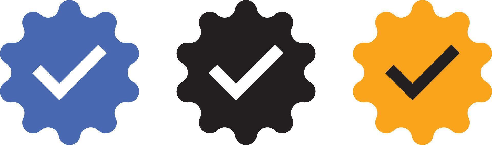 Blue check mark tick verification icon set. Blue verify symbol. Tick mark sign vector