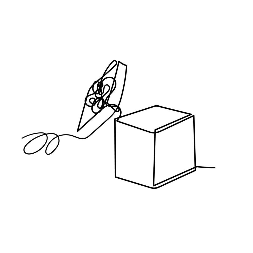 a line drawing of a box gift vector