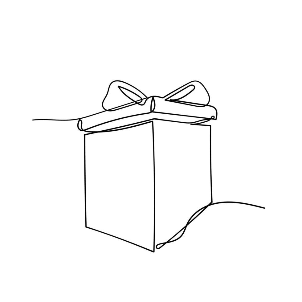 a drawing of a gift box with a bow vector