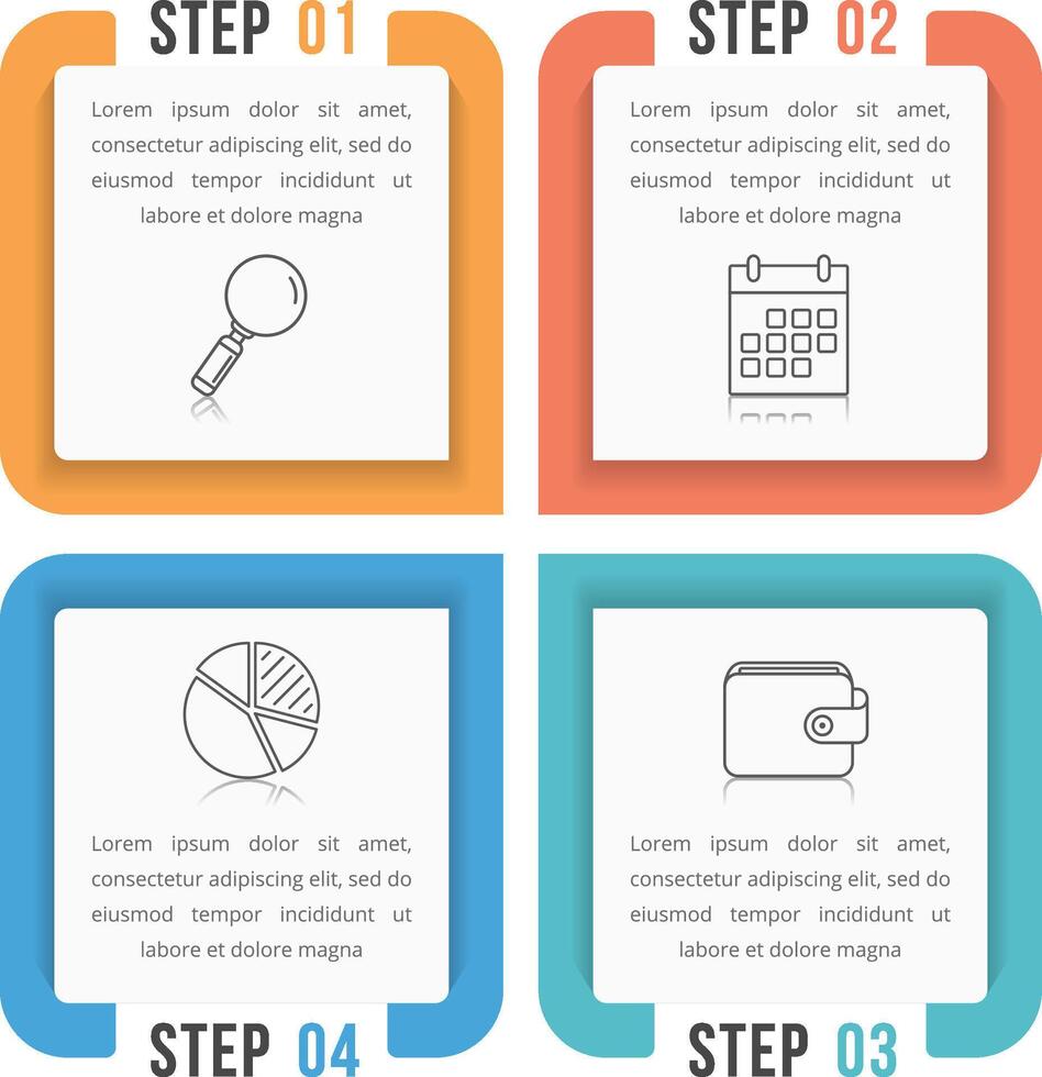 Infographic template with four steps or options, workflow, process diagram vector
