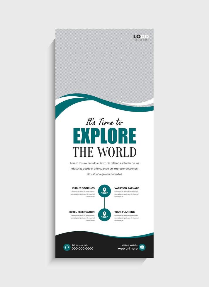 Creative Travel Agency standee roll up banner template design vector