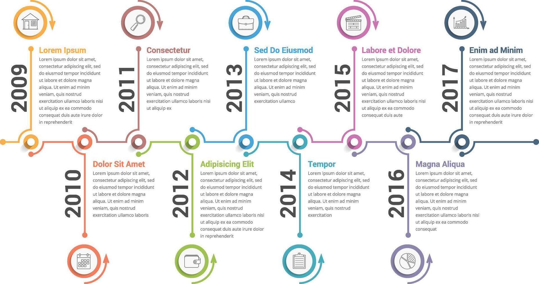 Horizontal timeline infographics template vector