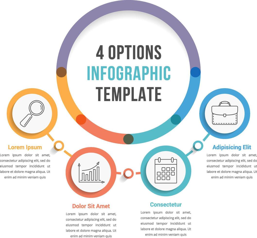 Infographic template with four steps or options, workflow, process diagram vector