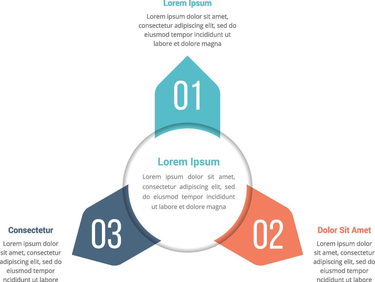 Circle infographics template with three elements, can be used as steps, options, process diagram vector