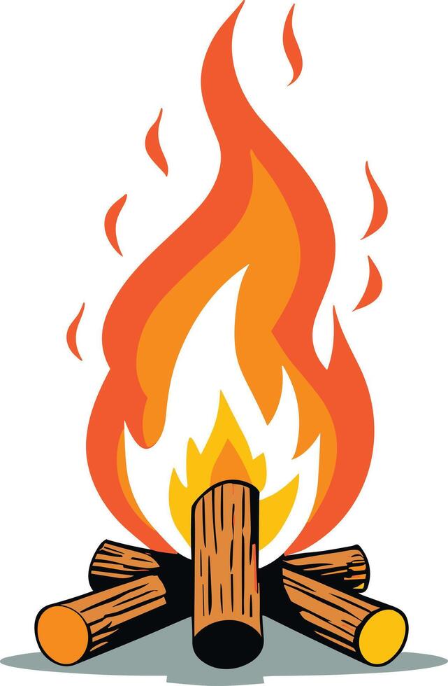 Enjoying a cozy campfire under the stars in the wilderness vector