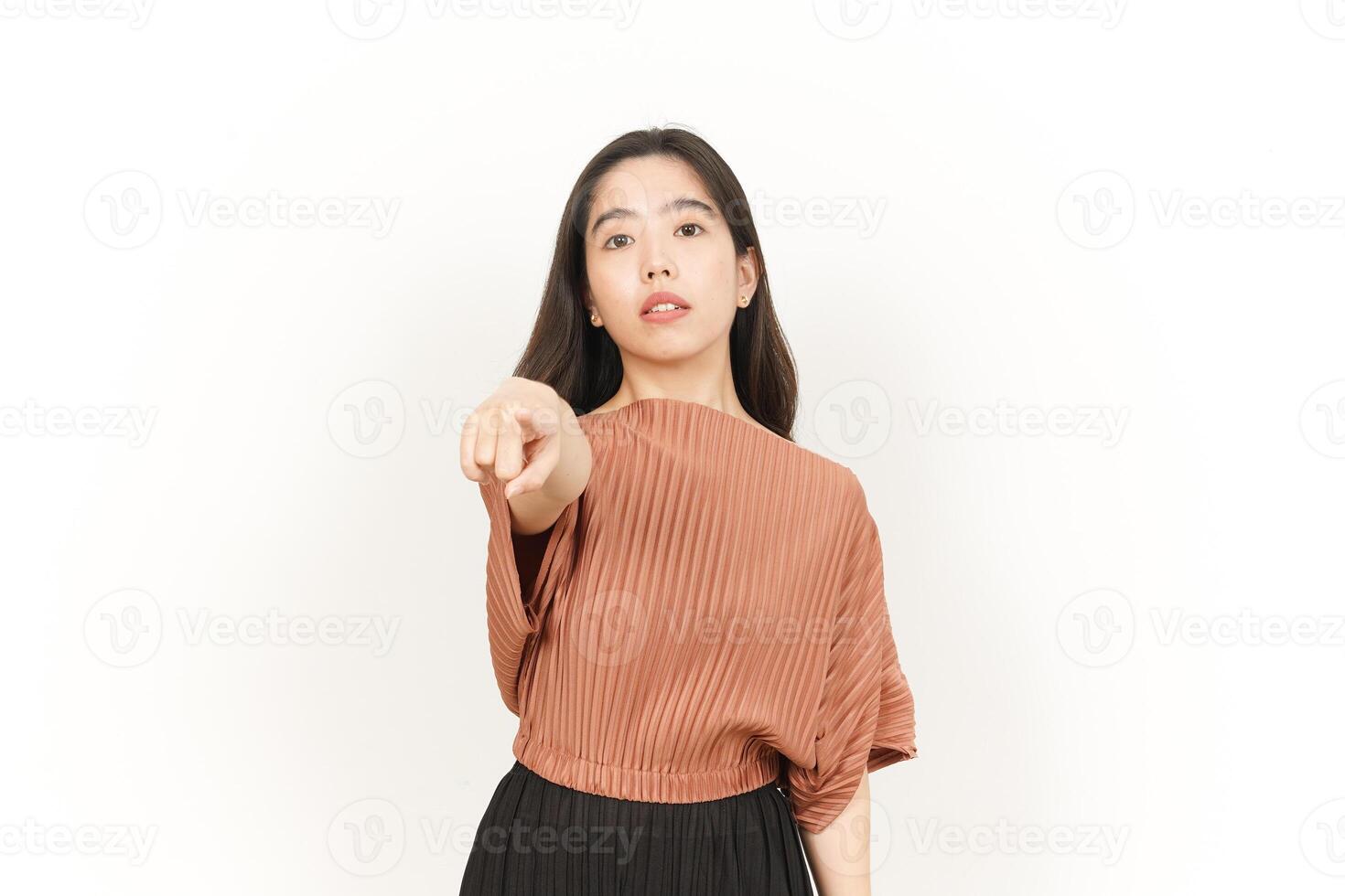 Angry and Feeling Upset Of Beautiful Asian Woman Isolated On White Background photo
