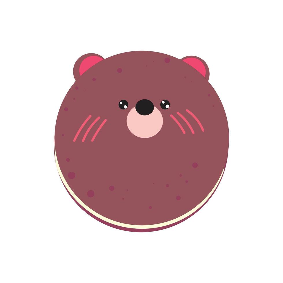 Adorable chocolate cake shaped like a cute bear face, perfect for sweet treats and playful desserts. vector