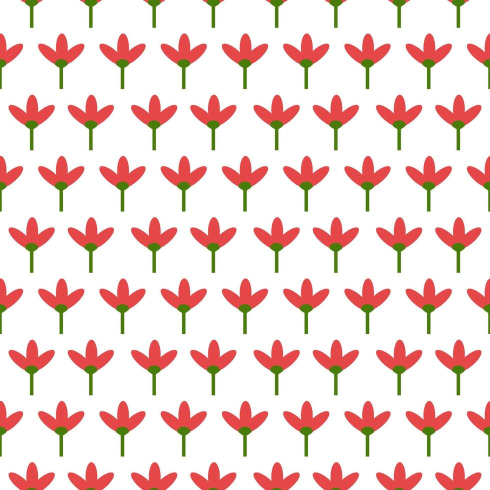 Seamless pattern with red flowers on white background.illustration. vector