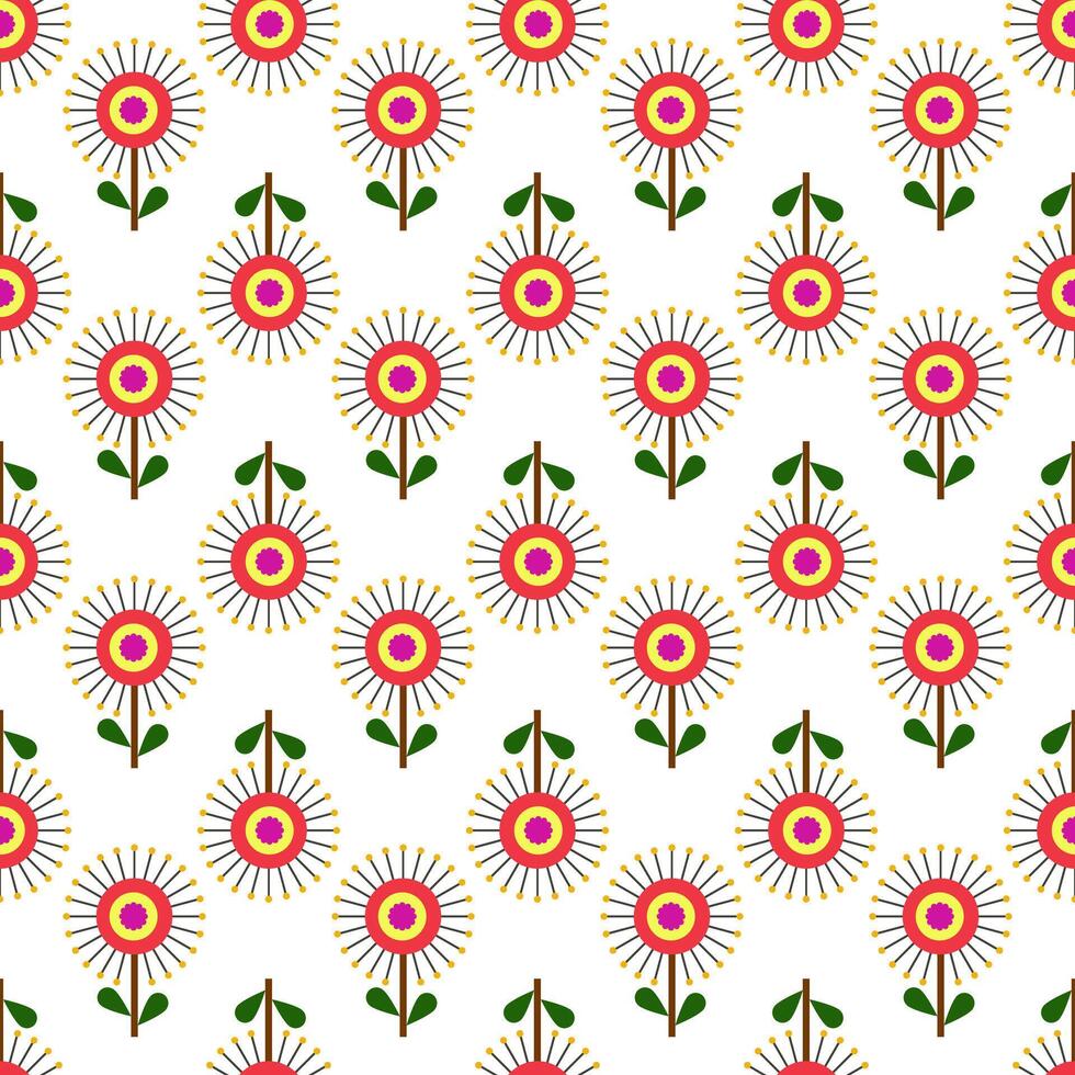 Seamless pattern with sunflowers on a white background. vector