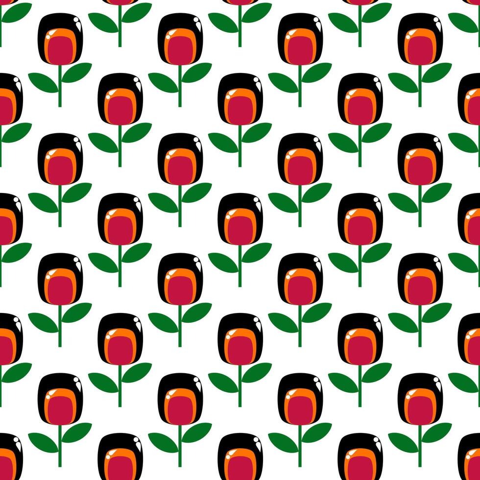 Seamless pattern with black flower on white background vector