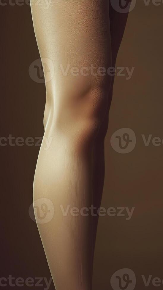 An Elegant Human Leg Featuring a Soft Texture Illuminated in Beautiful Artistic Lighting photo