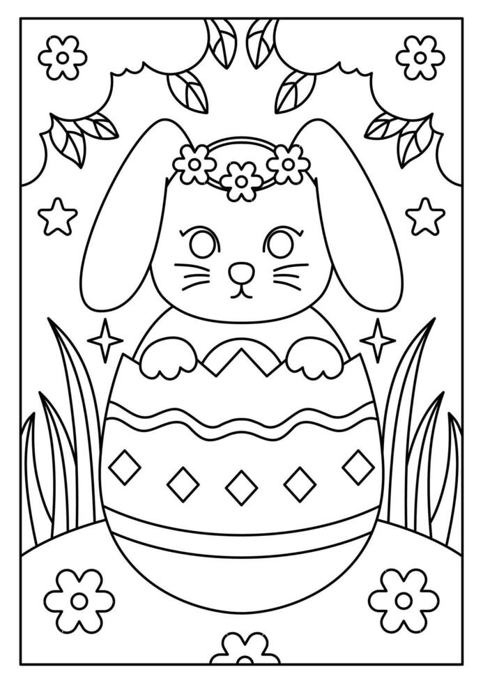 printable easter coloring page activity for kid vector