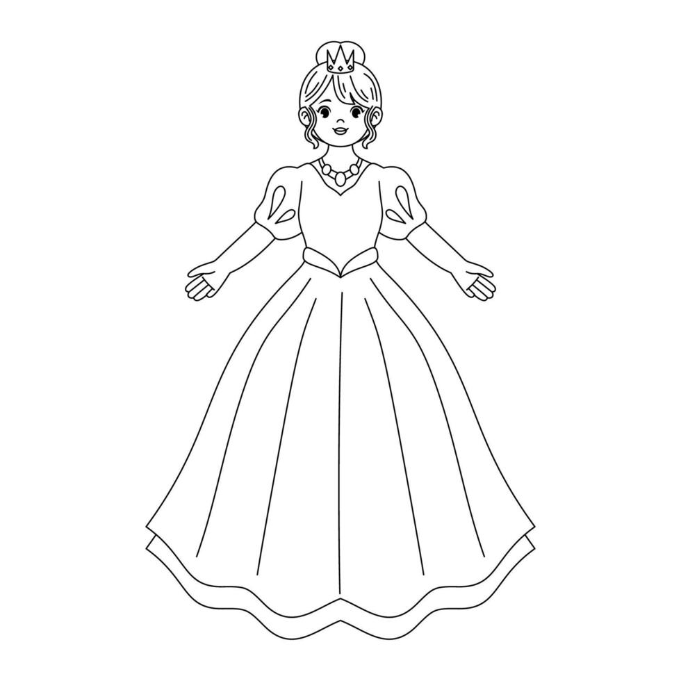 cute princess printable coloring activity vector