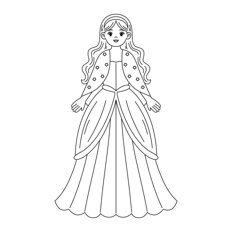 cute princess printable coloring sheet vector