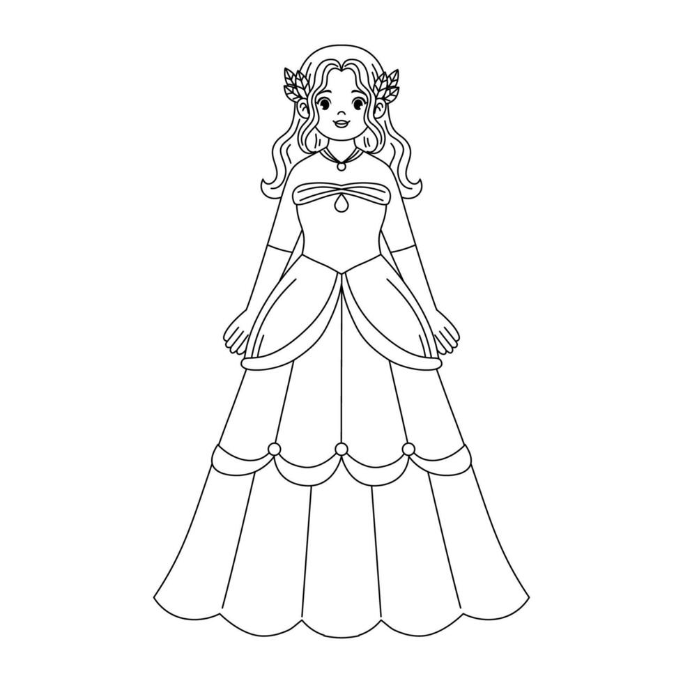 cute printable coloring page princess outline vector