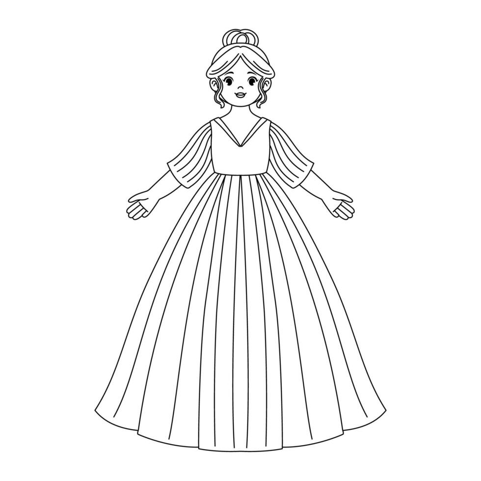 princess outline printable coloring book vector