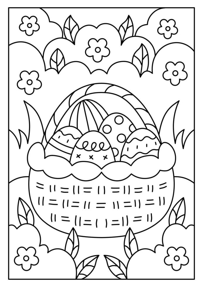easter eggs outline for kids activity vector
