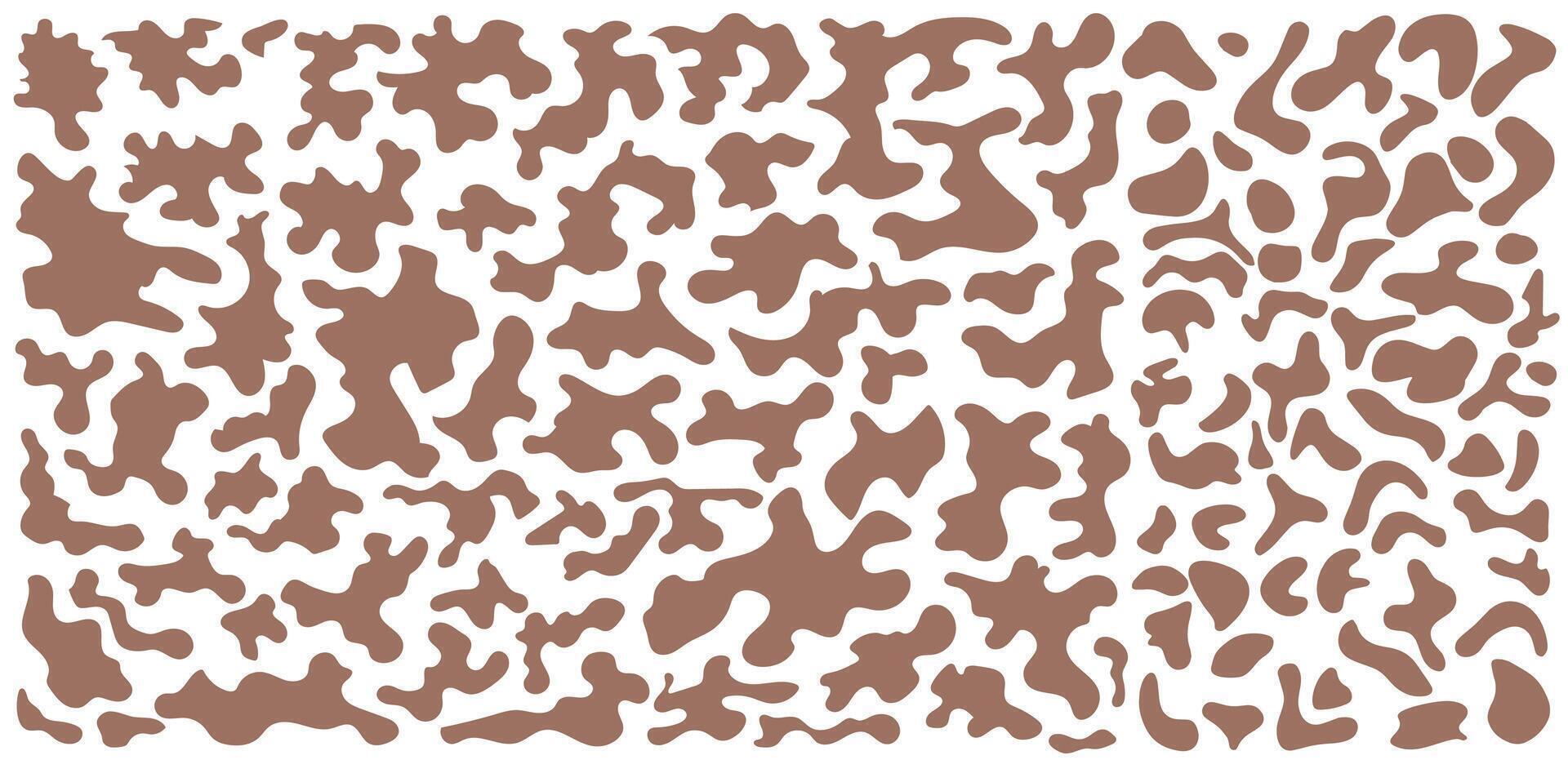 Set of organic liquid stains in mocha mousse color 2025. Abstract stains. Flat design, illustration vector