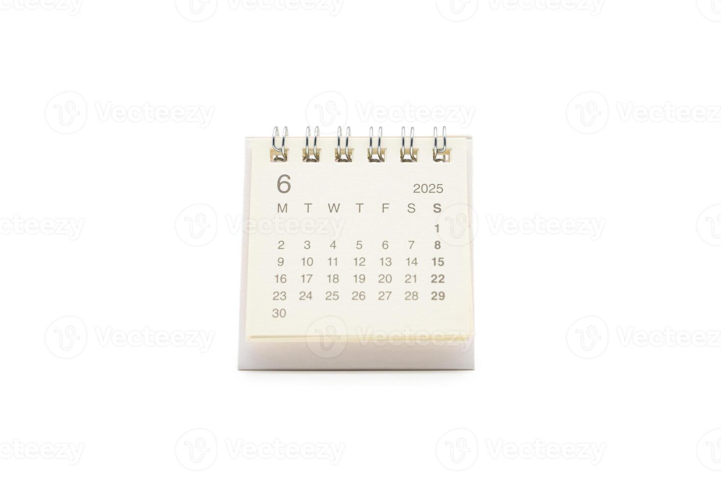 Simple desk calendar for JUNE 2025 isolated on white background. Calendar concept with copy space. 2025 JUN calendar. photo