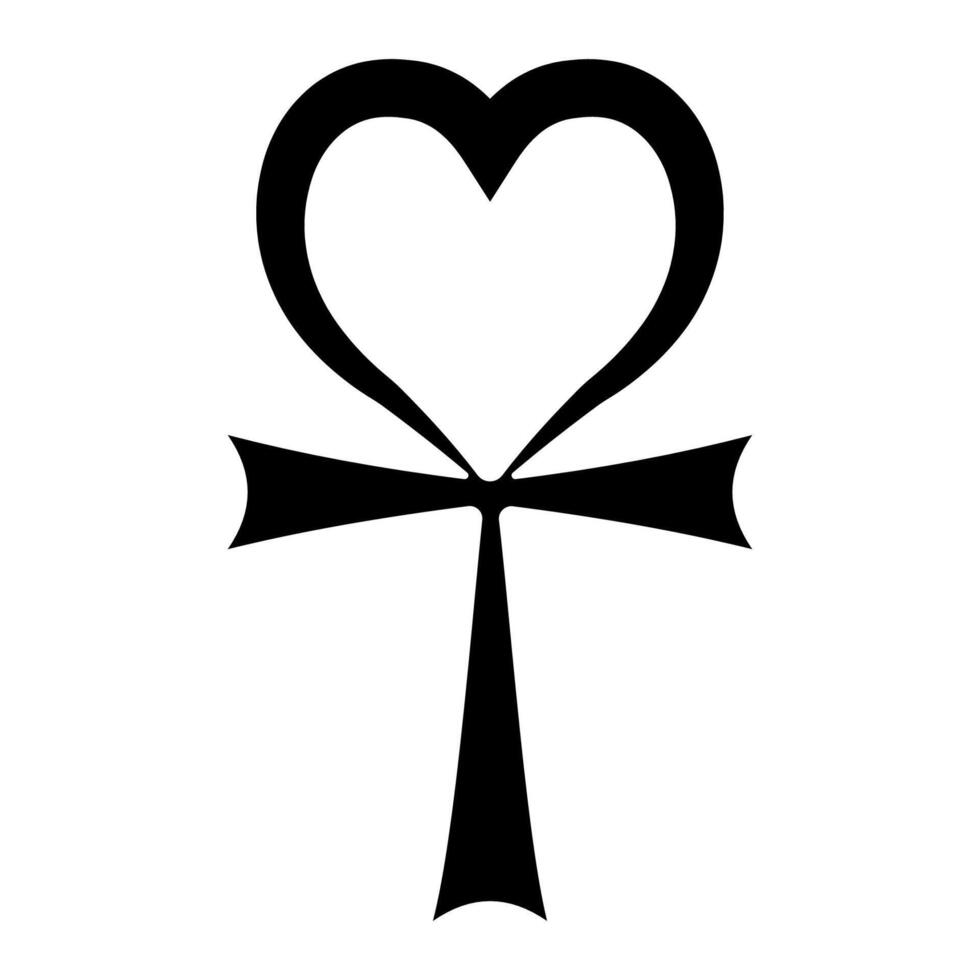 Ankh symbol with heart, ankh symbol Egyptian hieroglyph life immortality vector