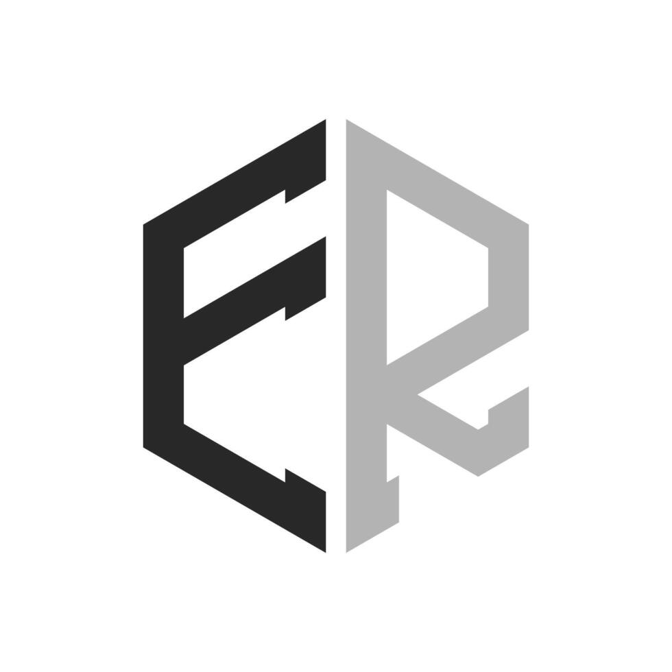 Modern Unique Hexagon Letter ER Logo Design Template. Elegant initial ER Letter Logo Concept vector
