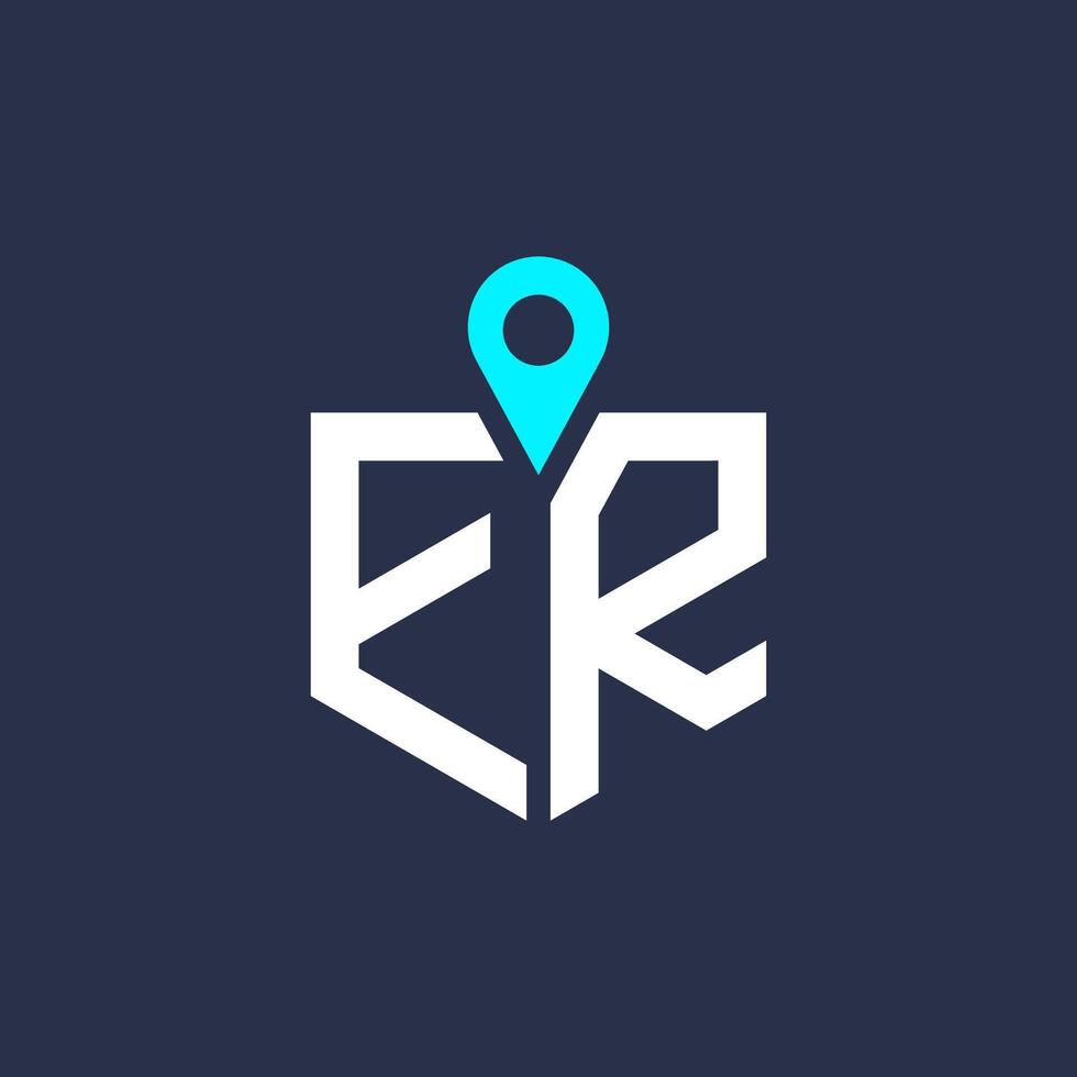 ER Location Logo Design for Recruitment and Navigation - Letter ER Logo Icon vector
