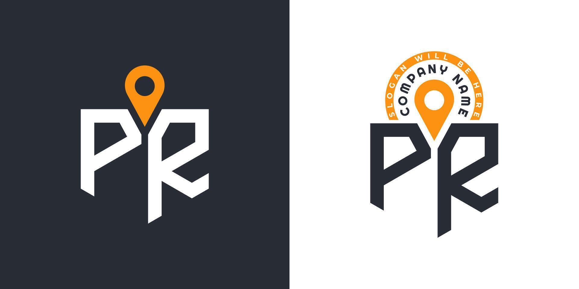 PR Location Logo Bundle. Letter PR Logo Dual Icons for Recruitment and Navigation vector