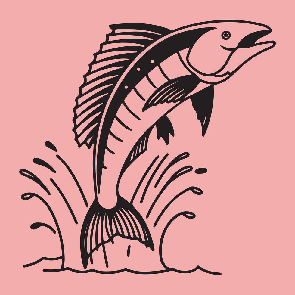 Big sea Fish Silhouette art isolated with white background vector