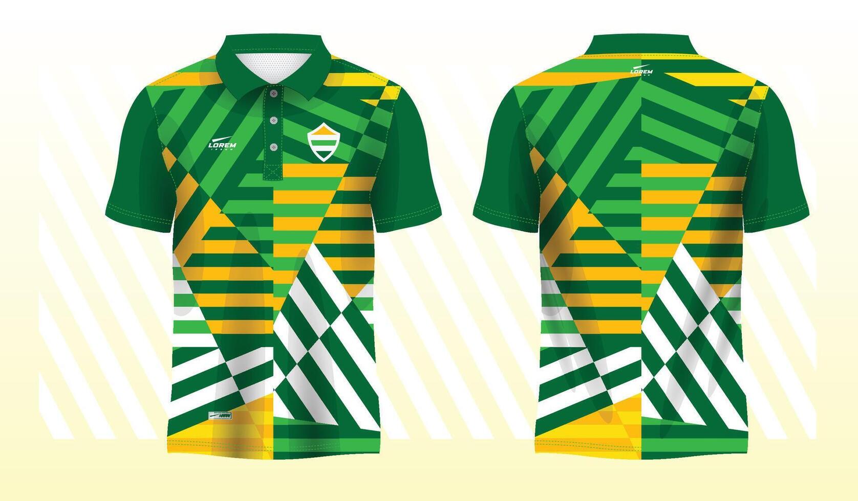 abstract green yellow pattern polo sport shirt sublimation jersey template design mockup vector