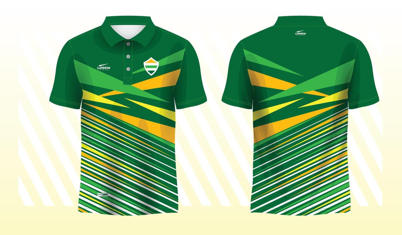 abstract green yellow background polo sport shirt sublimation jersey template design mockup vector