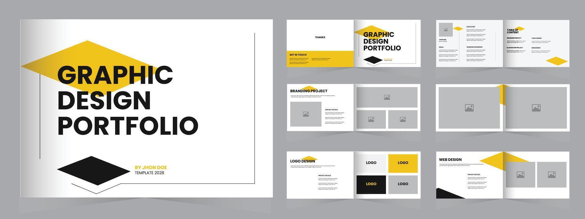 Landscape Graphic Design Portfolio Template, multipurpose portfolio vector
