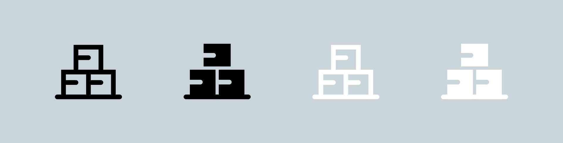 Item icon set in black and white. Package signs illustration. vector