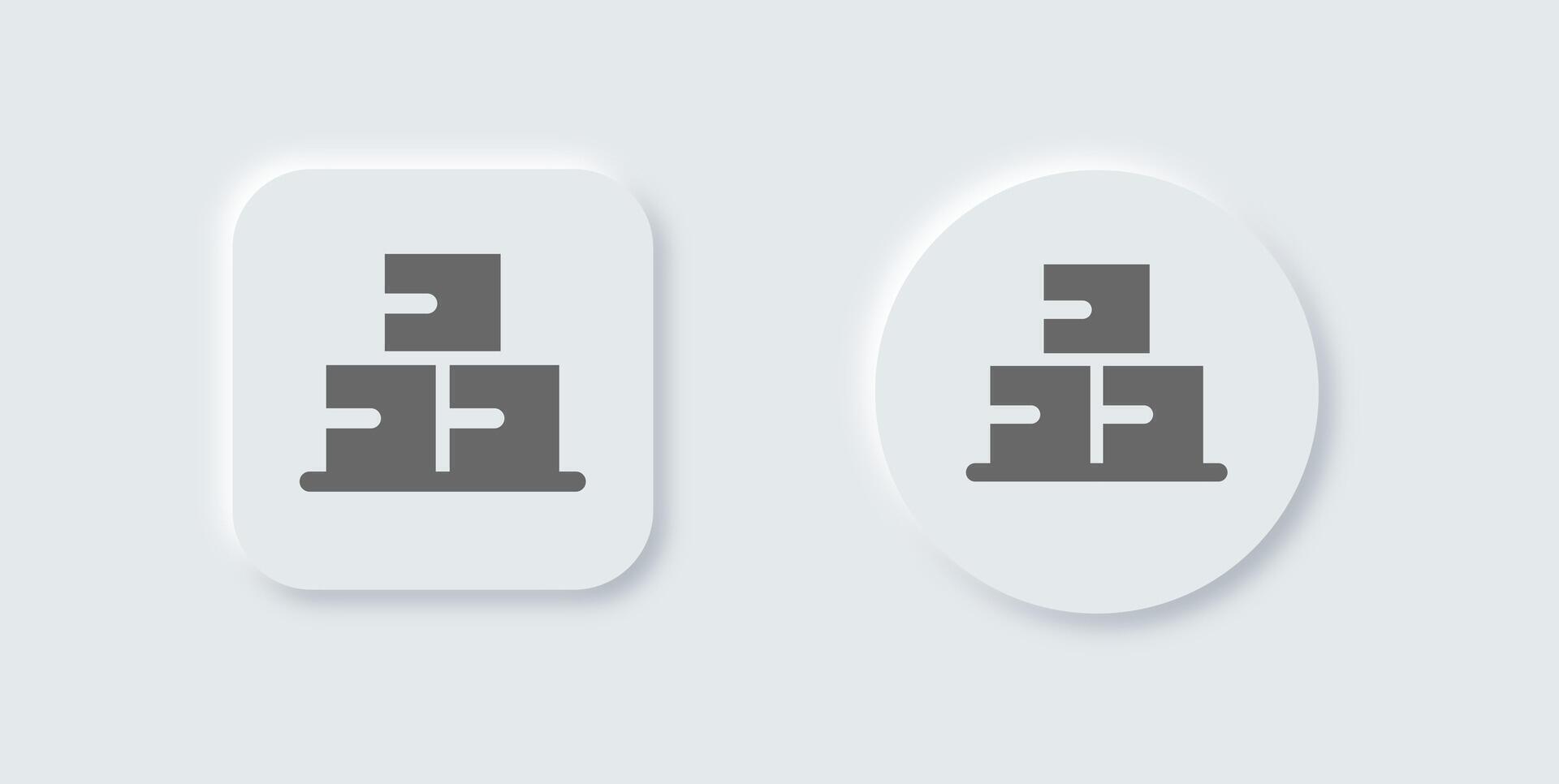 Item solid icon in neomorphic design style. Package signs illustration. vector