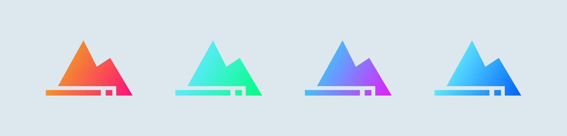 Mountain solid icon in gradient colors. Adventure signs illustration. vector